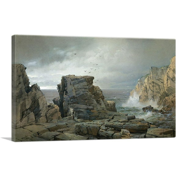 ARTCANVAS A Rocky Coast 1877 Canvas Art Print by William Trost Richards - Size: 26" x 18" (0.75" Deep)