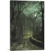 ARTCANVAS A Yorkshire Lane in November 1873 Canvas Art Print by John Atkinson Grimshaw - Size: 26" x 18" (0.75" Deep)