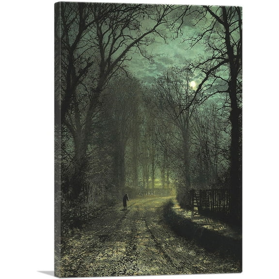 ARTCANVAS A Yorkshire Lane in November 1873 Canvas Art Print by John Atkinson Grimshaw - Size: 26" x 18" (0.75" Deep)