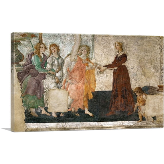 ARTCANVAS A Young Woman Receives Gifts from Venus and Three Graces 1486 Canvas Art Print by Sandro Botticelli - Size: 40" x 26" (0.75" Deep)