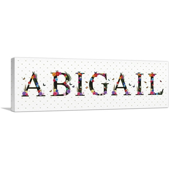 ARTCANVAS ABIGAIL Girls Name Room Decor Canvas Art Print - Size: 36" x 12" (0.75" Deep)