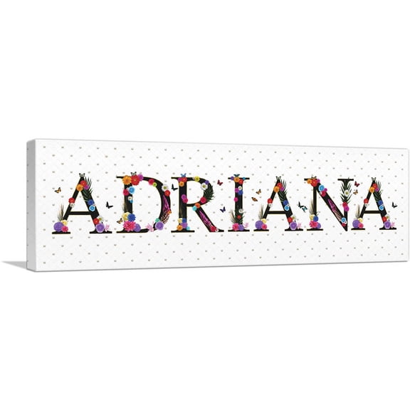 ARTCANVAS ADRIANA Girls Name Room Decor Canvas Art Print - Size: 36" x 12" (0.75" Deep)