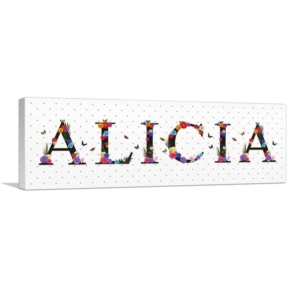 ARTCANVAS ALICIA Girls Name Room Decor Canvas Art Print - Size: 36" x 12" (0.75" Deep)
