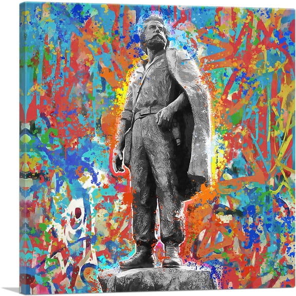 ARTCANVAS Adem Jashari Monument Unofficial Anthem Colorful Graffiti Kosovo Canvas Art Print - Size: 12" x 12" (0.75" Deep)