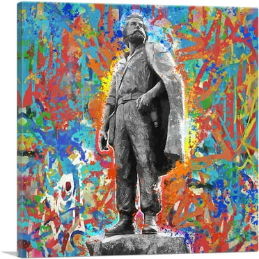 ARTCANVAS Adem Jashari Monument Unofficial Anthem Colorful Graffiti Kosovo Canvas Art Print - Size: 18" x 18" (0.75" Deep)