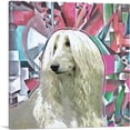 thumbnail image 1 of ARTCANVAS Afghan Hound Dog Breed Pink Green Abstract Canvas Art Print - Size: 36" x 36" (0.75" Deep), 1 of 9