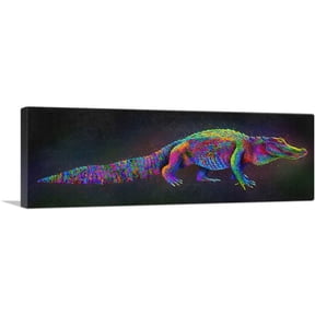 ARTCANVAS Alligator Colorful Animal Canvas Art Print - Size: 36" x 12" (1.50" Deep)