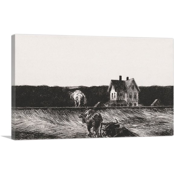 ARTCANVAS American Landscape 1920 Canvas Art Print by Edward Hopper - Size: 12" x 8" (0.75" Deep)