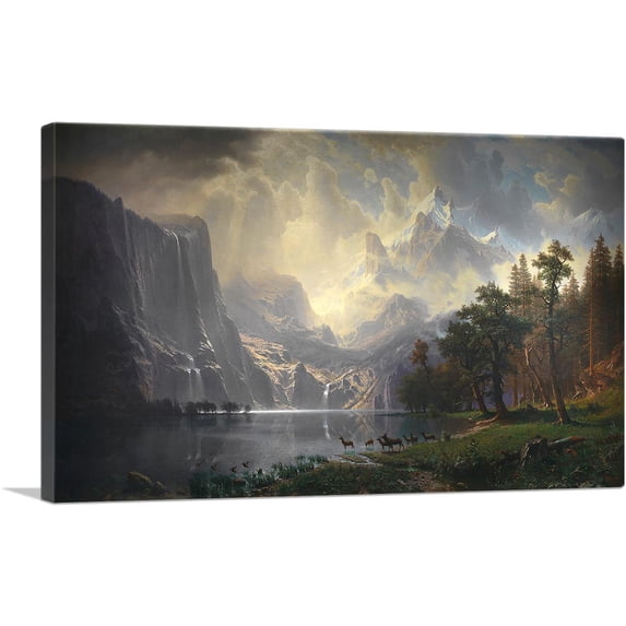 ARTCANVAS Among The Sierra Nevada California 1868 Canvas Art Print by Albert Bierstadt - Size: 12" x 8" (0.75" Deep)