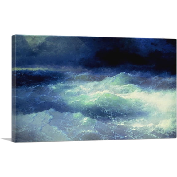 ARTCANVAS Among the Waves 1898 Canvas Art Print by Ivan Aivazovsky - Size: 26" x 18" (1.50" Deep)