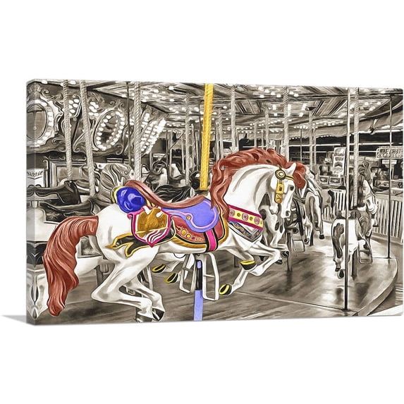 ARTCANVAS Amusement Park Painting Home decor Canvas Art Print - Size: 18" x 12" (1.50" Deep)