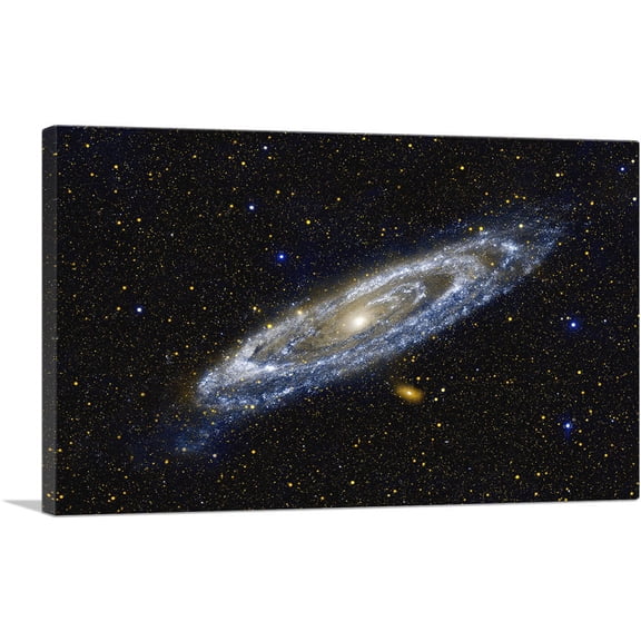 ARTCANVAS Andromeda Spiral Galaxy in Blue Hubble Telescope Canvas Art Print - Size: 26" x 18" (1.50" Deep)