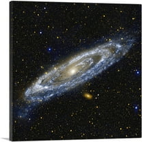 ARTCANVAS Andromeda Spiral Galaxy in Blue Square Hubble Telescope Canvas Art Print - Size: 18" x 18" (0.75" Deep)