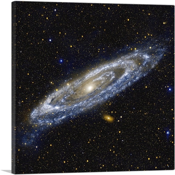 ARTCANVAS Andromeda Spiral Galaxy in Blue Square Hubble Telescope Canvas Art Print - Size: 26" x 26" (1.50" Deep)