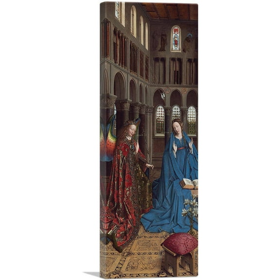 ARTCANVAS Annunciation 1434 Canvas Art Print by Jan Van Eyck - Size: 48" x 16" (1.50" Deep)