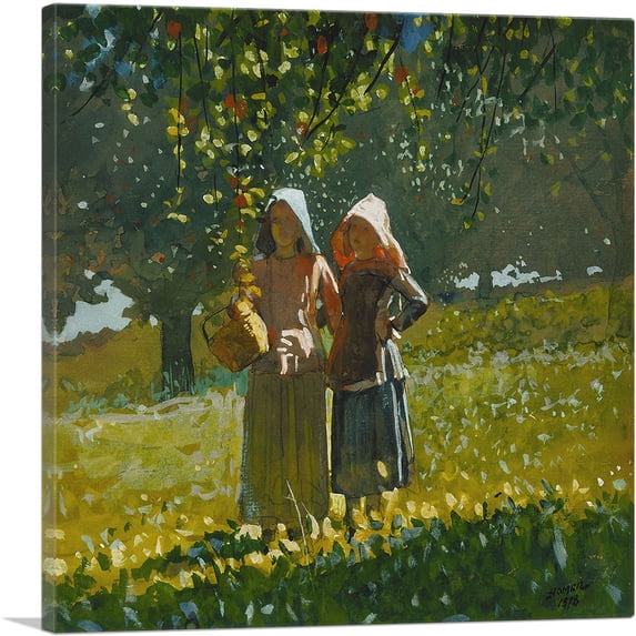ARTCANVAS Apple Picking 1878 Canvas Art Print by Winslow Homer - Size: 12" x 12" (1.50" Deep)