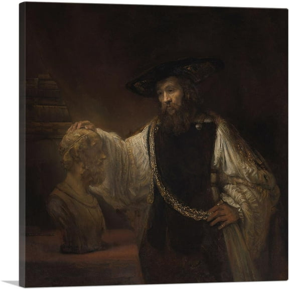ARTCANVAS Aristotle with a Bust of Homer 1653 Canvas Art Print by Rembrandt van Rijn - Size: 12" x 12" (0.75" Deep)