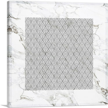 ARTCANVAS Art Deco Geometric Diamond Design on White Canvas Art Print - Size: 18" x 18" (0.75" Deep)