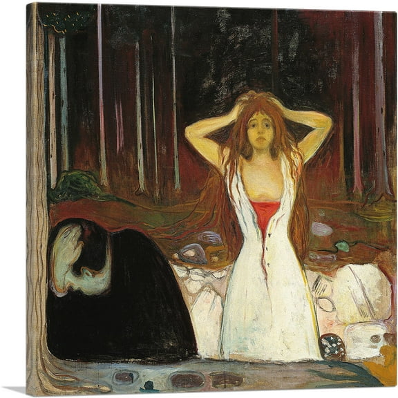 ARTCANVAS Ashes 1894 Canvas Art Print by Edvard Munch - Size: 18" x 18" (0.75" Deep)