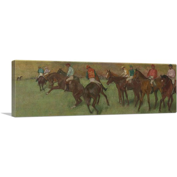 ARTCANVAS At the Races Before the Start Panoramic Canvas Art Print by Edgar Degas - Size: 36" x 12" (0.75" Deep)