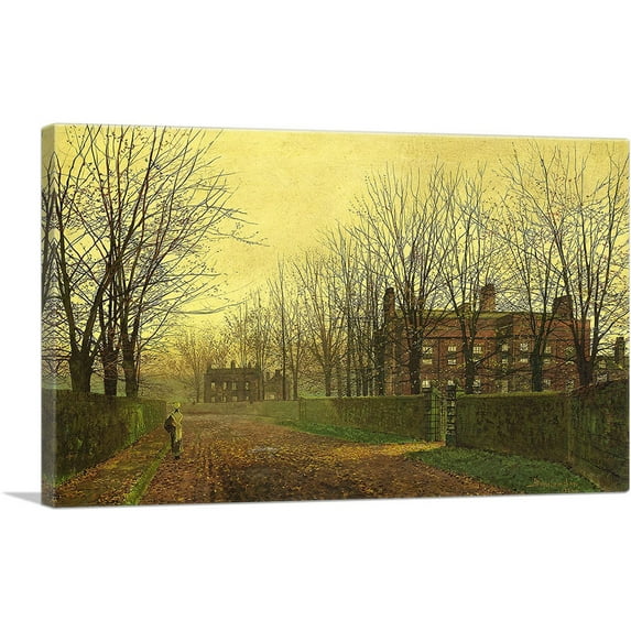 ARTCANVAS Autumn Afterglow 1883 Canvas Art Print by John Atkinson Grimshaw - Size: 60" x 40" (0.75" Deep) (3-Piece)