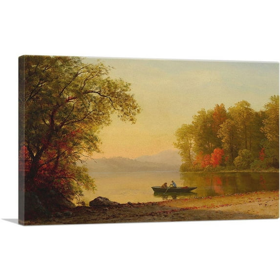 ARTCANVAS Autumn On The Lake 1860 Canvas Art Print by Albert Bierstadt - Size: 18" x 12" (1.50" Deep)