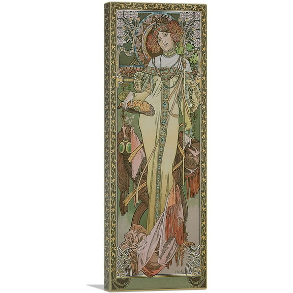 ARTCANVAS Autumne 1900 Canvas Art Print by Alphonse Mucha - Size: 36" x 12" (1.50" Deep)