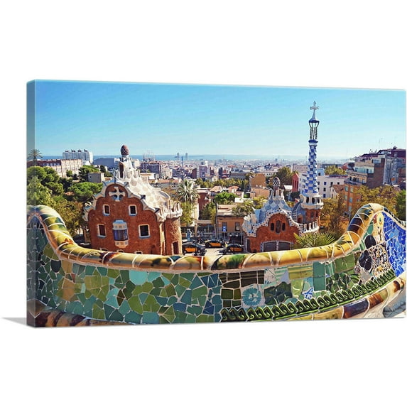 ARTCANVAS Barcelona City Spain Canvas Art Print - Size: 40" x 26" (1.50" Deep)