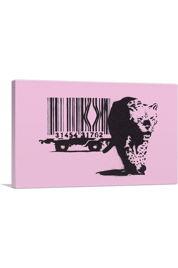 Barcode Leopard Canvas Art Print by Banksy - Size: 18" x 12" (0.75" Deep)