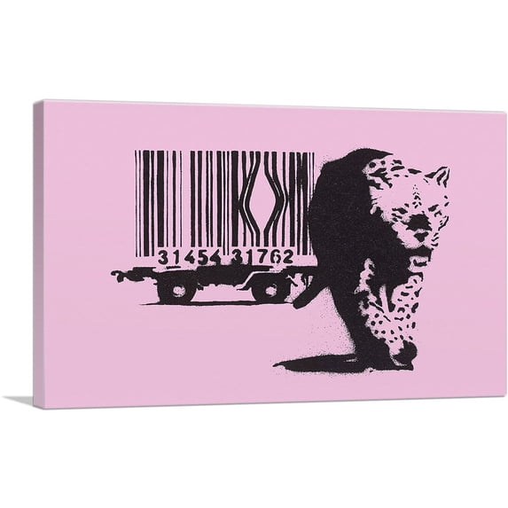 ARTCANVAS Barcode Leopard Canvas Art Print by Banksy - Size: 40" x 26" (0.75" Deep)