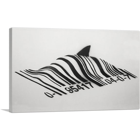 ARTCANVAS Barcode Shark Canvas Art Print by Banksy - Size: 12" x 8" (0.75" Deep)