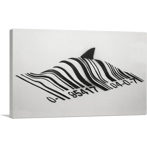 ARTCANVAS Barcode Shark Canvas Art Print by Banksy - Size: 26" x 18" (0.75" Deep)