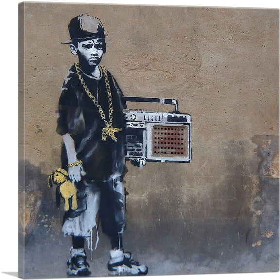 ARTCANVAS Bboy Canvas Art Print by Banksy - Size: 18" x 18" (1.50" Deep)