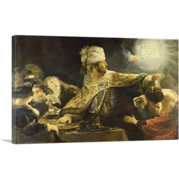 ARTCANVAS Belshazzar's Feast 1638 Canvas Art Print by Rembrandt van Rijn - Size: 12" x 8" (0.75" Deep)