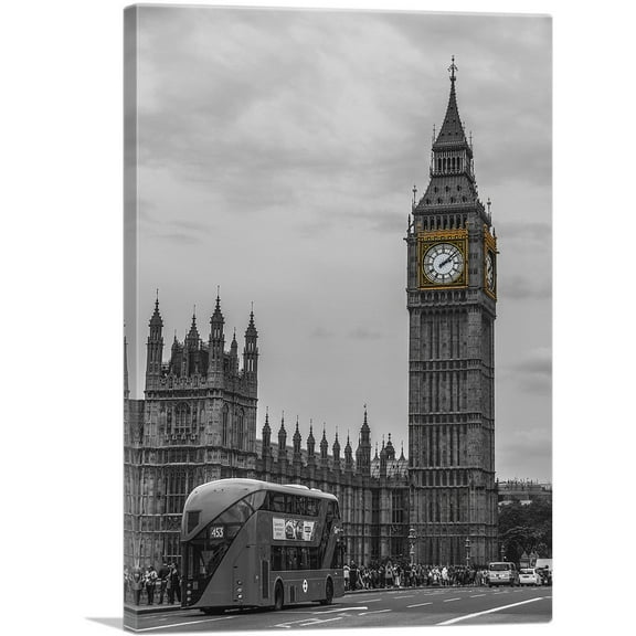 ARTCANVAS Big Ben Clock In London England Canvas Art Print - Size: 60" x 40" (0.75" Deep) (3-Piece)