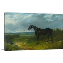 ARTCANVAS Black Hunter in a Landscape Canvas Art Print by J.F. Herring Senior - Size: 26" x 18" (0.75" Deep)