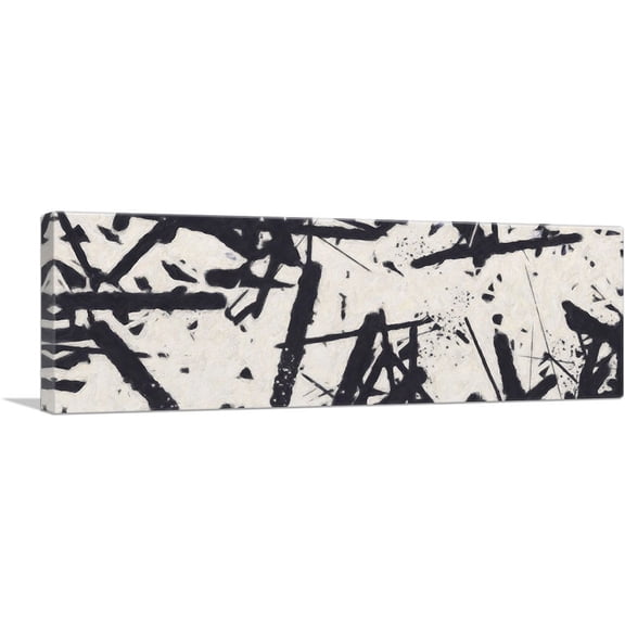 ARTCANVAS Black Lines on White Modern Panoramic Canvas Art Print - Size: 60" x 20" (1.50" Deep)
