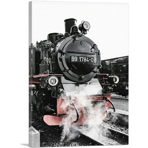 ARTCANVAS Black Old Locomotive Train Canvas Art Print - Size: 40" x 26" (0.75" Deep)