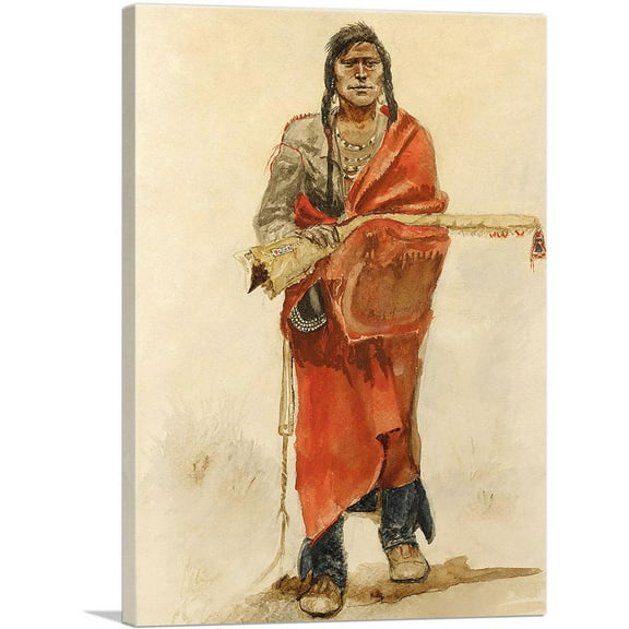 ARTCANVAS Blackfoot Indian 1890 Canvas Art Print by Charles Marion Russell - Size: 12" x 8" (0.75" Deep)