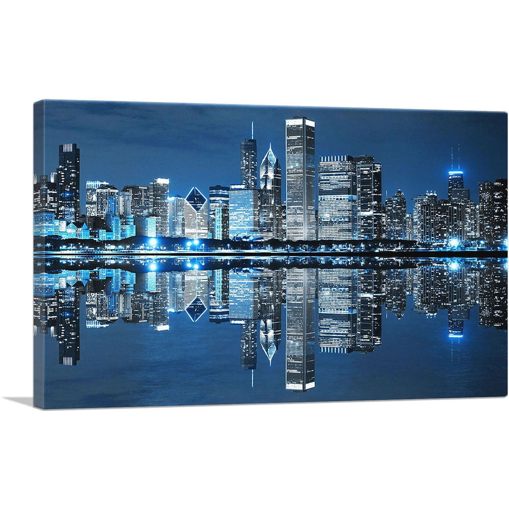 Blue Chicago Skyline Canvas Art Print