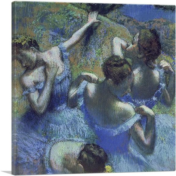 ARTCANVAS Blue Dancers 1899 Canvas Art Print by Edgar Degas - Size: 12" x 12" (1.50" Deep)