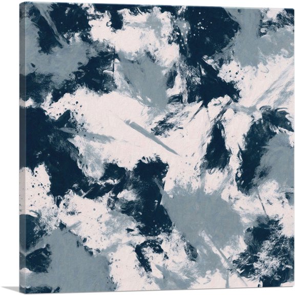 ARTCANVAS Blue Gray White Modern Square Canvas Art Print - Size: 26" x 26" (1.50" Deep)