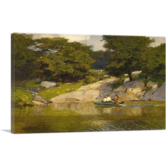 ARTCANVAS Boating In Central Park Canvas Art Print by Edward Henry Potthast - Size: 26" x 18" (1.50" Deep)
