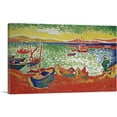 thumbnail image 1 of ARTCANVAS Boats At The Port Of Collioure Canvas Art Print by Andre Derain - Size: 26" x 18" (0.75" Deep), 1 of 9