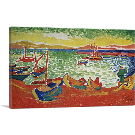 ARTCANVAS Boats At The Port Of Collioure Canvas Art Print by Andre Derain - Size: 26" x 18" (0.75" Deep)