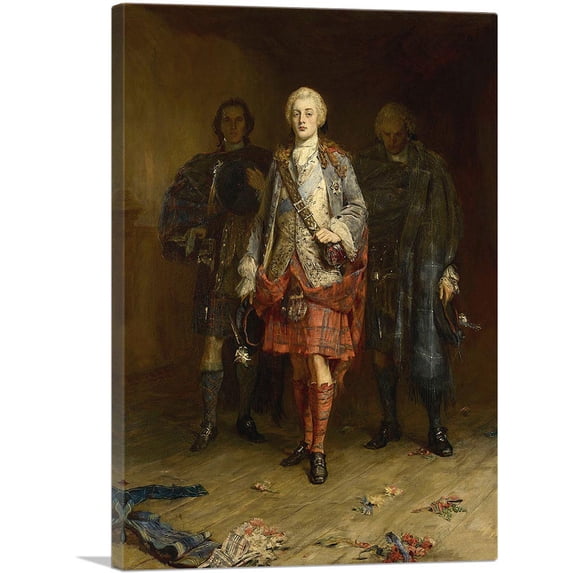 ARTCANVAS Bonnie Prince Charlie Entering Ballroom Holyroodhouse 1892 Canvas Art Print by John Pettie - Size: 12" x 8" (0.75" Deep)