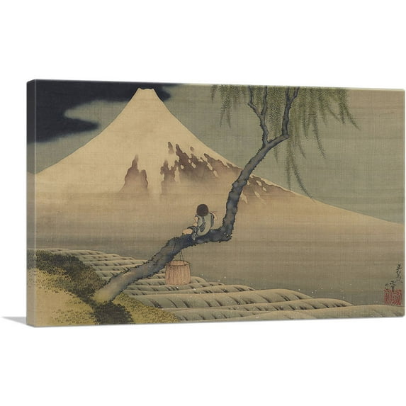 ARTCANVAS Boy Viewing Mount Fuji 1839 Canvas Art Print by Katsushika Hokusai - Size: 40" x 26" (0.75" Deep)