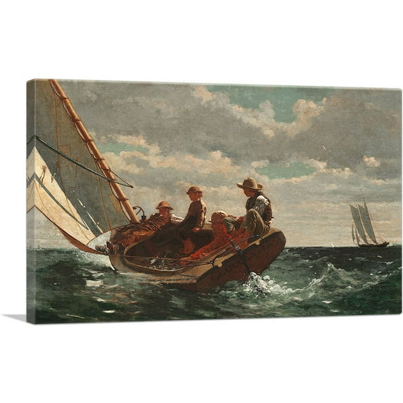 ARTCANVAS Breezing Up - A Fair Wind 1876 Canvas Art Print by Winslow Homer - Size: 60" x 40" (0.75" Deep) (3-Piece)