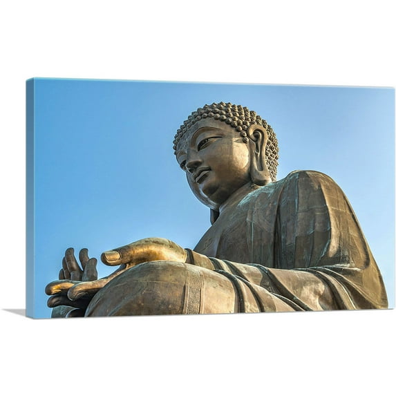 ARTCANVAS Buddhism Statue Home Decor Rectangle Canvas Art Print - Size: 18" x 12" (0.75" Deep)