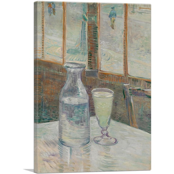 ARTCANVAS Cafe Table with Absinthe 1887 Canvas Art Print by Vincent Van Gogh - Size: 40" x 26" (0.75" Deep)